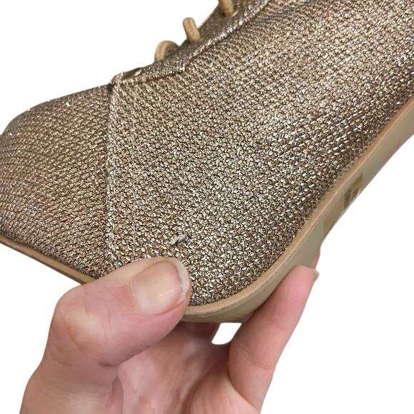 Glitter Platform Ankle Boots Size 7.5M Gold Lace Up Disco 2010s Festival Heeled - Picture 7 of 9